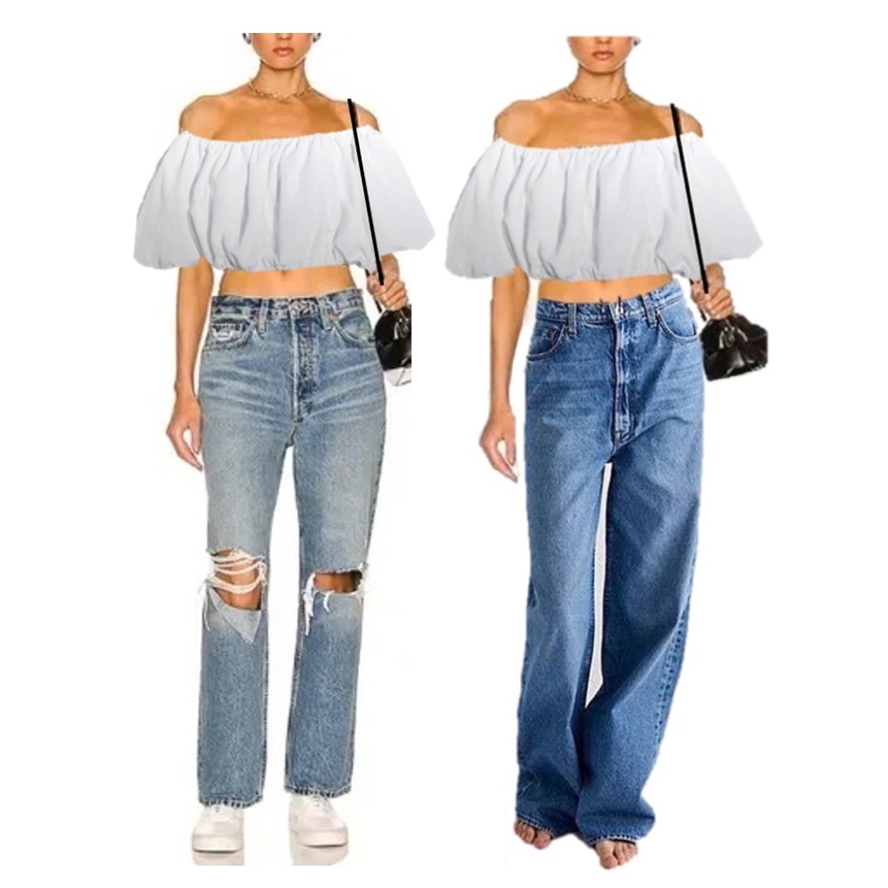 New ZARA White Linen Blend Bohemian Short Balloon Sleeve Lined Top Size M - Picture 4 of 8